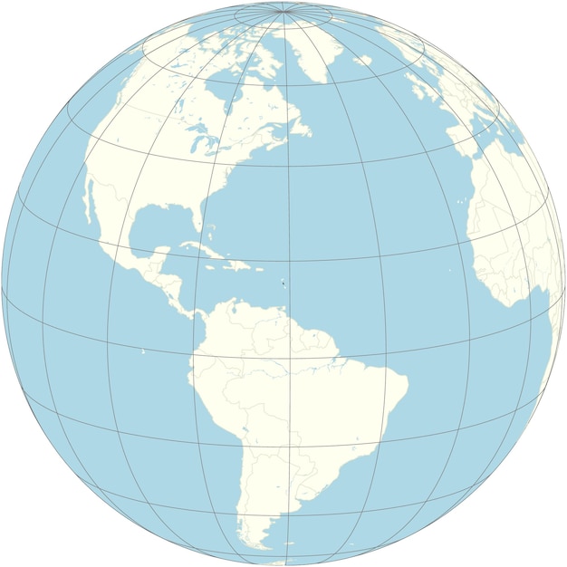 Dominicas map at the heart of the orthographic world projection emphasizing