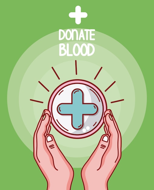 Donate blood hands caring medical symbol 