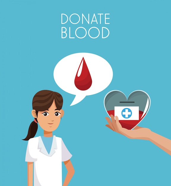 Donate blood with paramedic cartoons