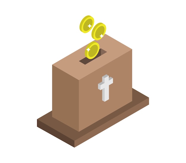 Donate money in church isometric