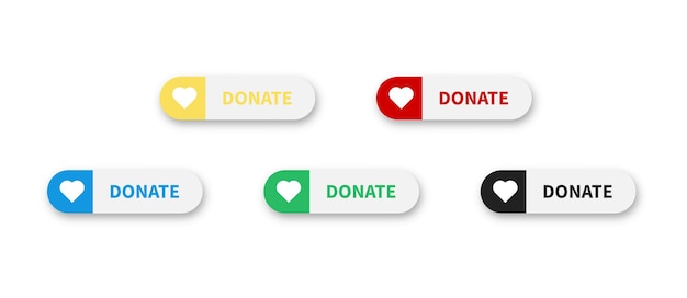 Donate web button set Donation sign on white background Vector isolated illustration