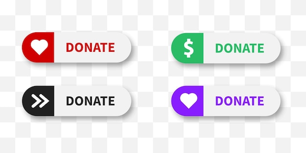 Donate web button set Donation sign on white background Vector isolated illustration