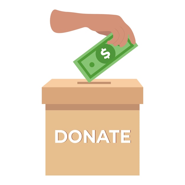 Donation box. Donate, giving money. Vector illustration, flat style design