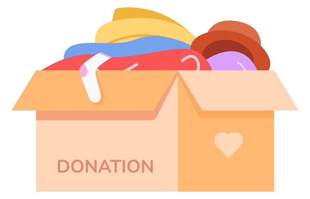 Donation icon Cardboard box with clothes Charity symbol