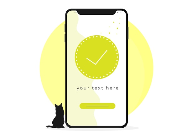 done, process completed, smartphone notification concept illustration flat design vector