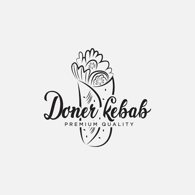 Doner Kebab logo template with sandwich kebab and grill vector illustration