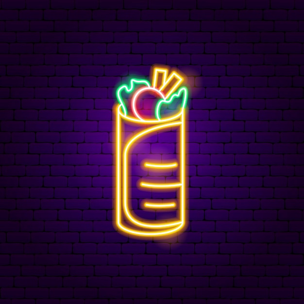 Doner Neon Sign. Vector Illustration of Cafe Promotion.