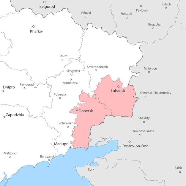 Donetsk and Lugansk regions within Ukraine map