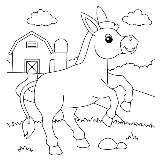 Donkey Coloring Page for Kids