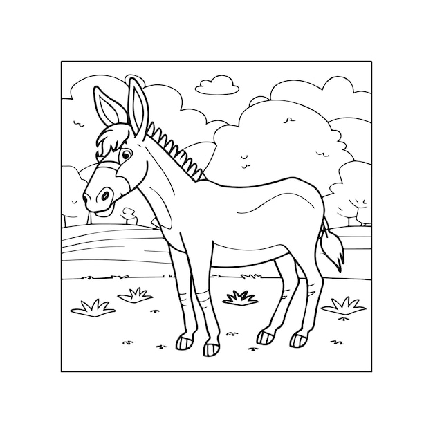 Donkey coloring pages Donkey outline vector for coloring book