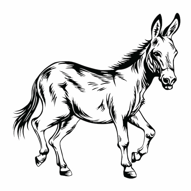 Donkey Logo Stylized Drawing Illustration Vector