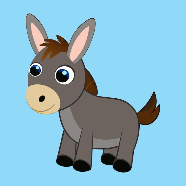 Vector donkey perched on a hill or slope kawaii vector