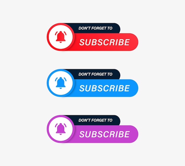 dont forget to subscribe button banner with notification bell alarm symbol for youtube channel