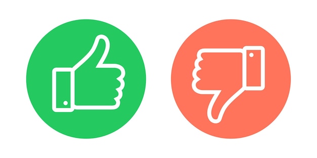 Do and Dont symbols Thumbs up and thumbs down circle emblems Like and dislike icons set Vector