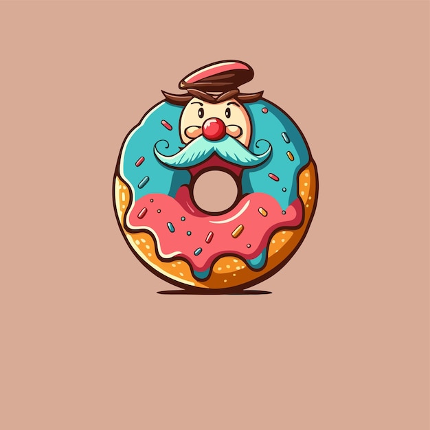 Donut bakery store logo cartoon doughnut icon or label and cafe menu