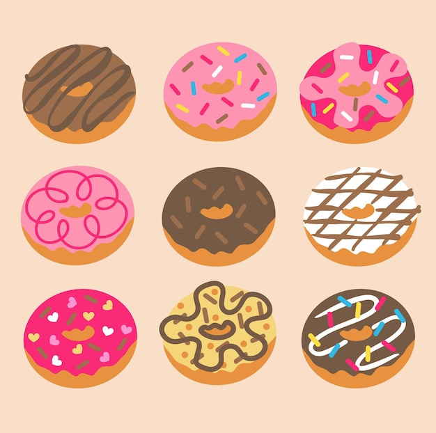 Donut Bundle Chocolate Donut Strawberry Donut Coffee Donut Eps Vector File