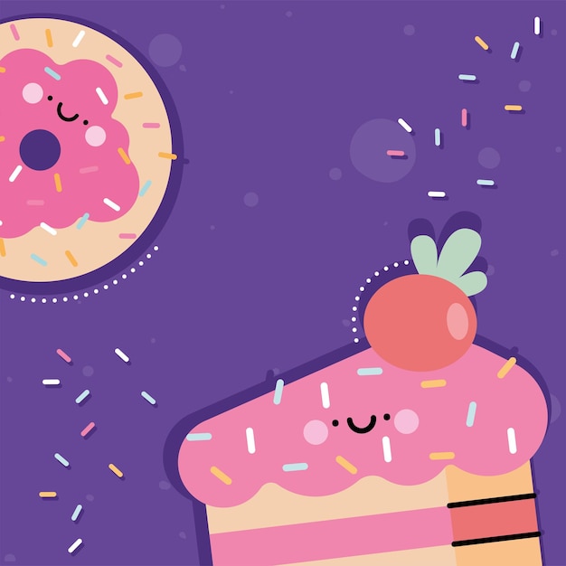 Donut and cake kawaii