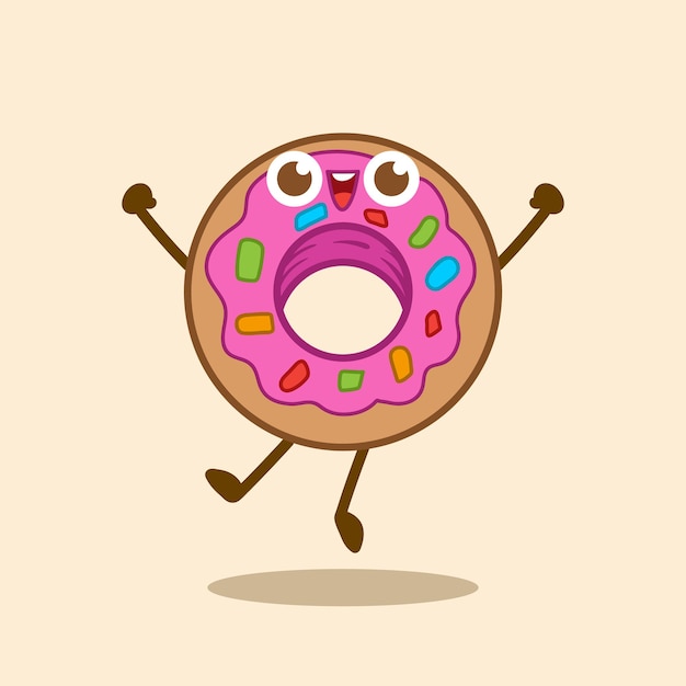 Donut cute character cartoon food illustration