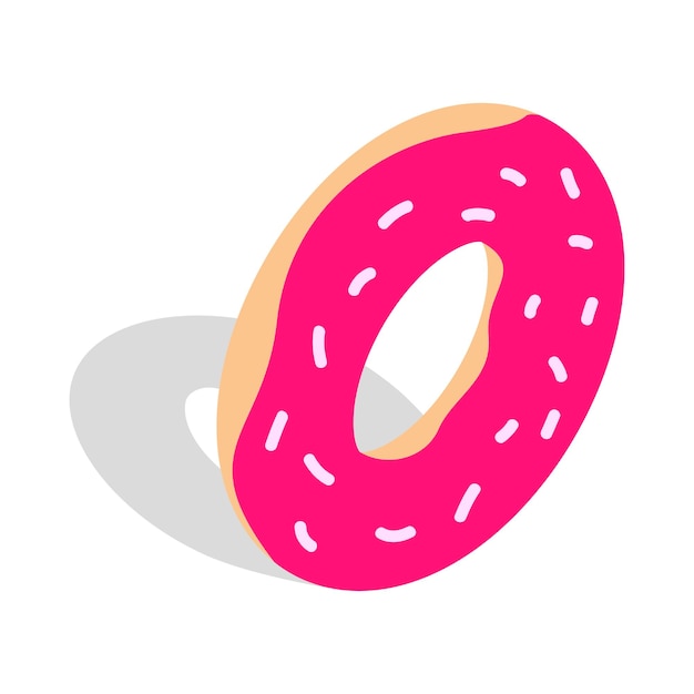 Donut icon in isometric 3d style isolated on white background Recipes and baking symbol