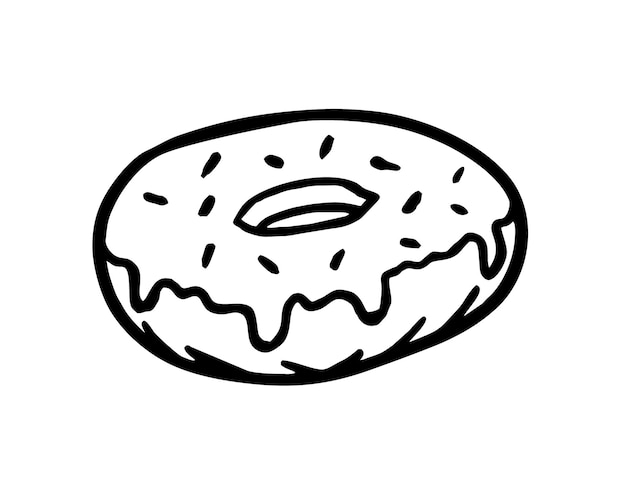 Donut is a handdrawn bakery element Vector doodle sketch