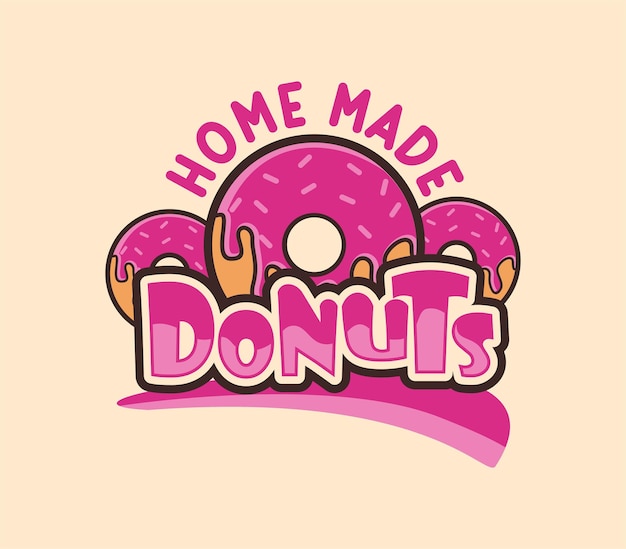 donut pink strawberry logo printed logo for cafe or bakery store