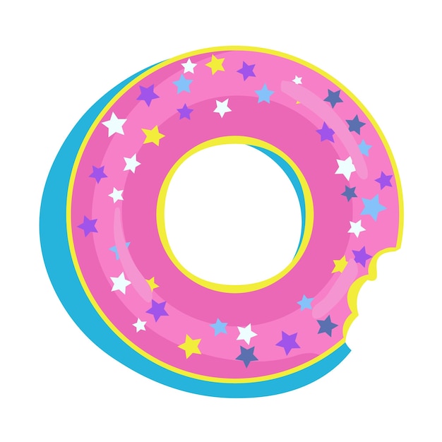 Donut shaped air mattress semi flat color vector object