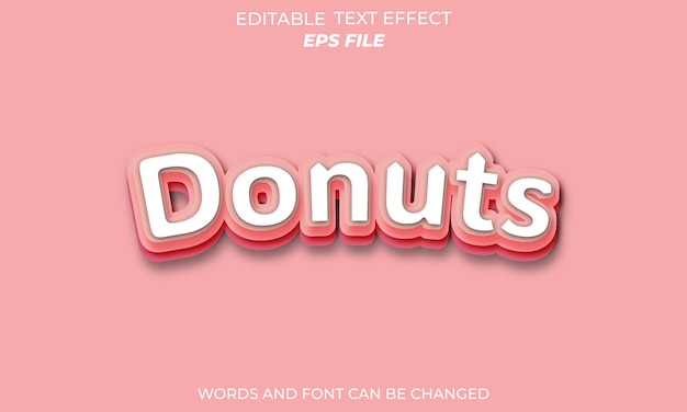 Donut text effect 3d design editable text for label food business logo