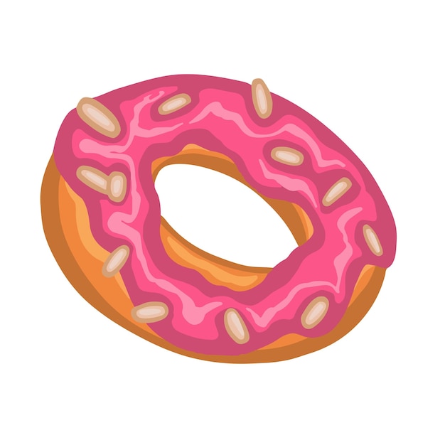 Donut with cream cake dessert hand drawn illustration