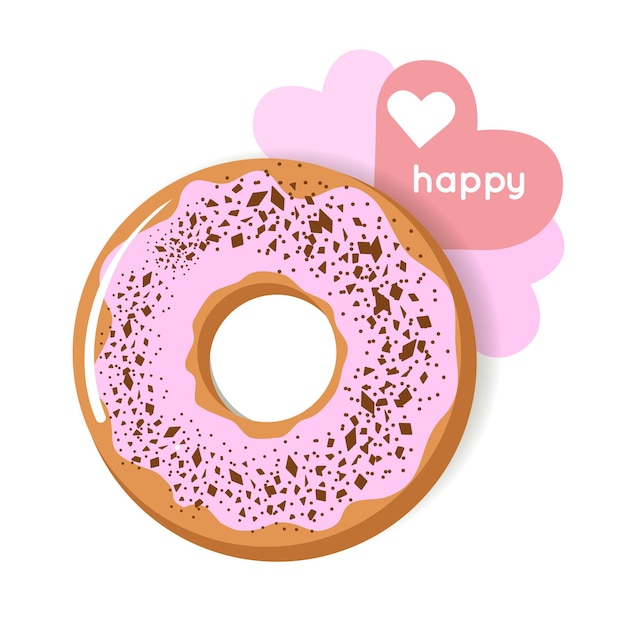 Donut with cute hearts