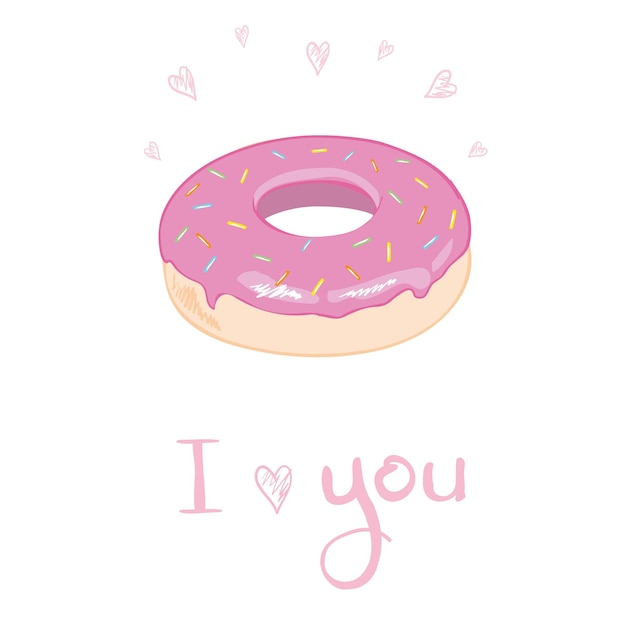 donut with pink glaze. donuts in modern flat style. Donut isolated for your design. Vector color illustration