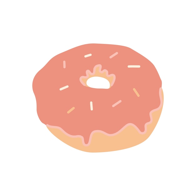 Donut with pink glaze Vector hand drawn illustration