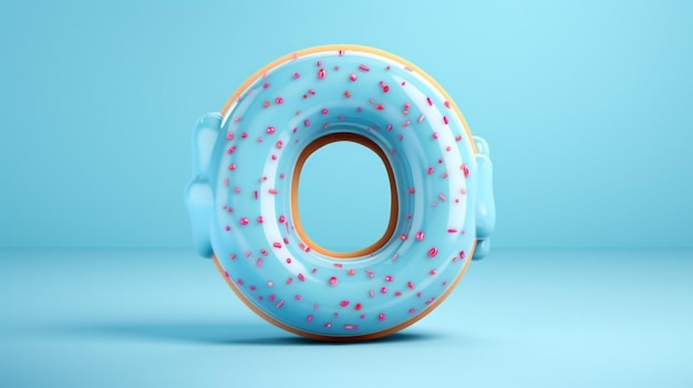 Vector a donut with pink sprinkles and a blue background