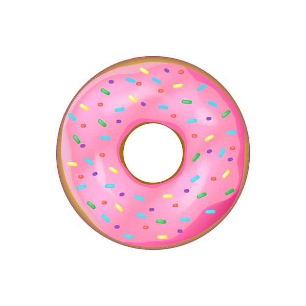 Donut with sprinkles isolated on white background Vector illustration