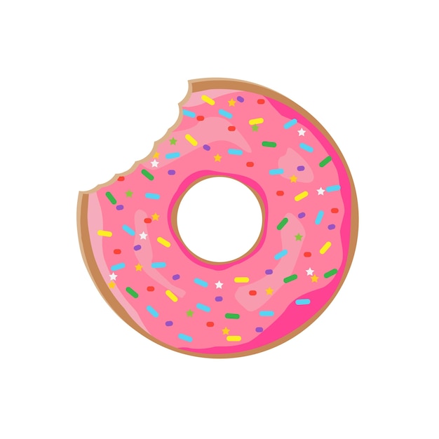 Donut with sprinkles isolated on white background Vector illustration