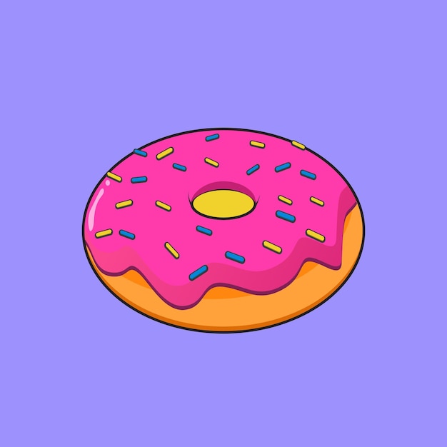 Donut with strawberry cream flat illustration vector