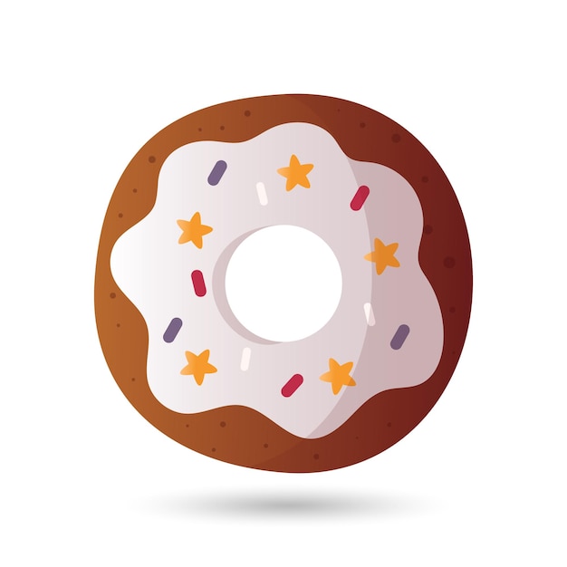 donut with white glaze and colored sprinkles vector illustration