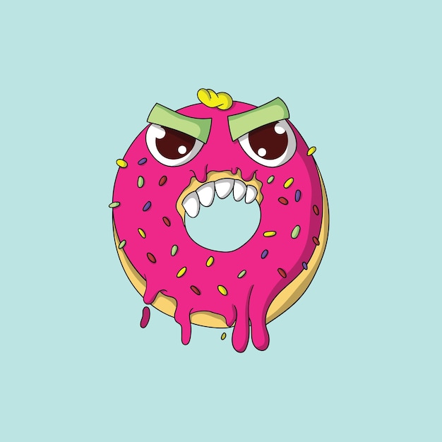 Donuts Angry Food Monster Illustration