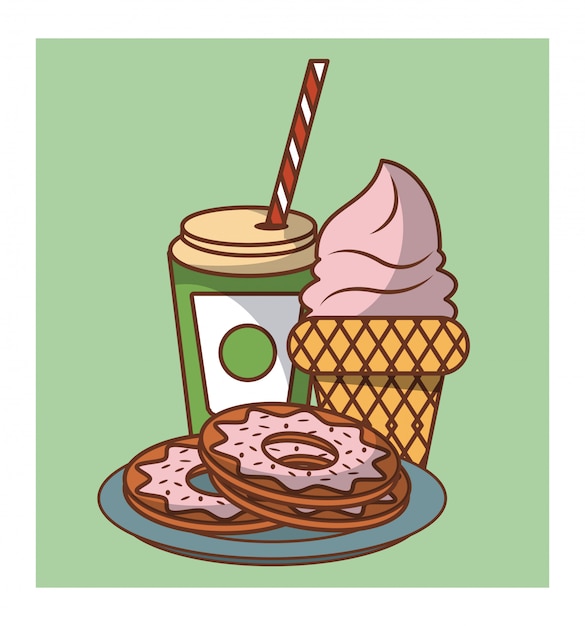 Donuts and desserts food cartoons 