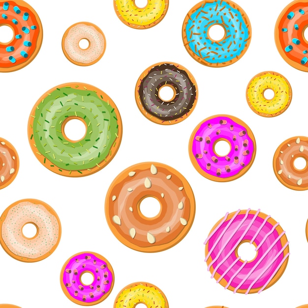 donuts of different flavours seamless pattern