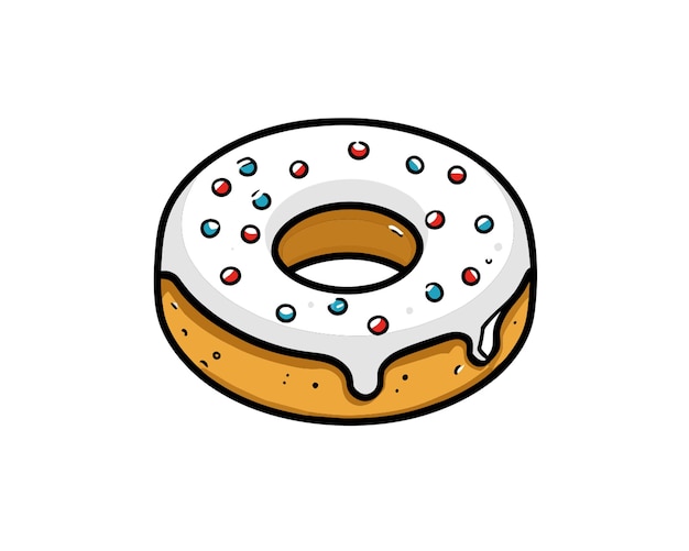 donuts hand drawn engraving simple color cartoon style vector illustration