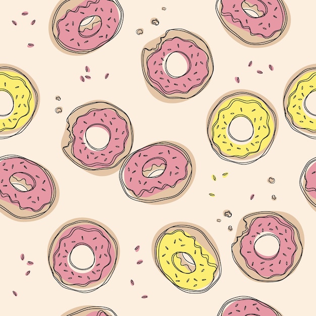 Donuts seamless pattern Cute sweet food baby background Colorful design for textile wallpaper fabric decor