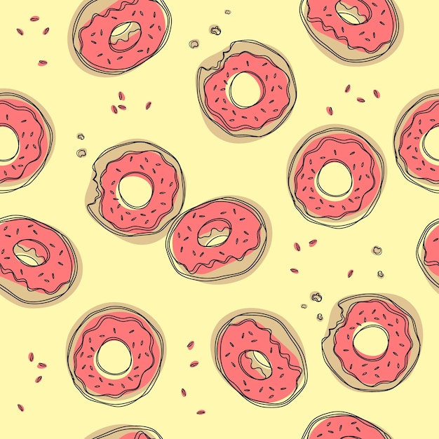 Donuts seamless pattern Cute sweet food baby background Colorful design for textile wallpaper fabric decor