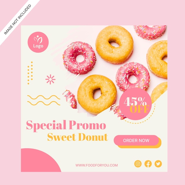 Vector donuts social media promotion instagram post design template