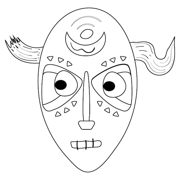 Doodle african mask with horns