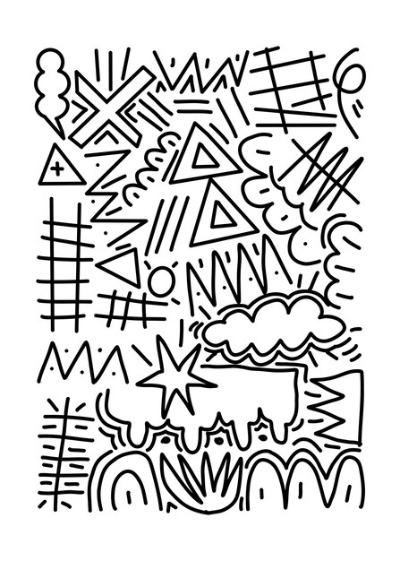 Doodle art black and white hand drawn