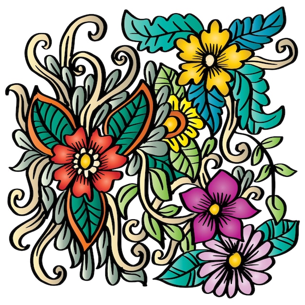 Doodle art flowers zentangle floral illustration