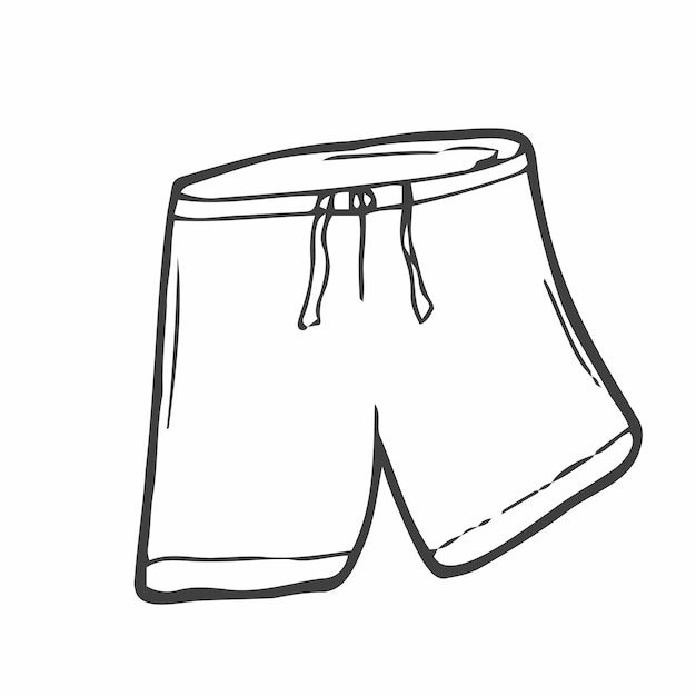 Doodle athletic shorts in vector Hand drawn man swimming trunks in vector Doodle beach wear