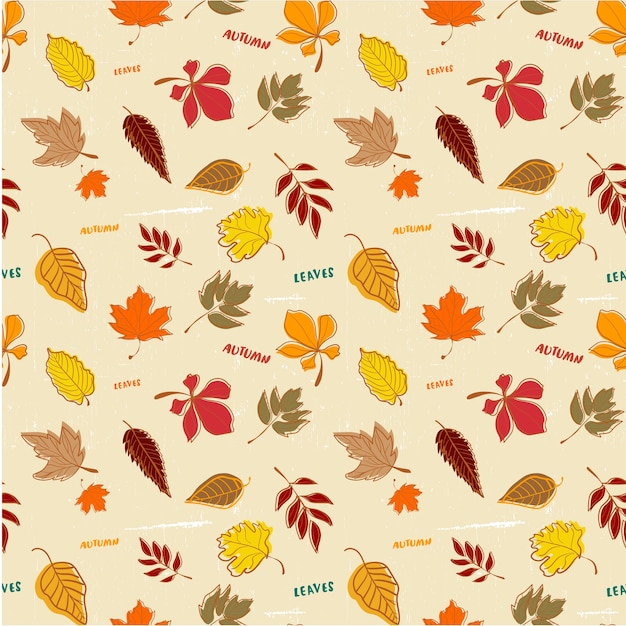 doodle autumn leaves pattern seamless