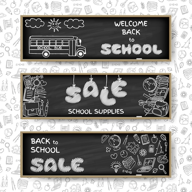 Doodle Back to School sale banners 