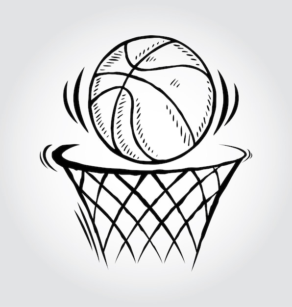 Doodle basketball on white background vector illustration